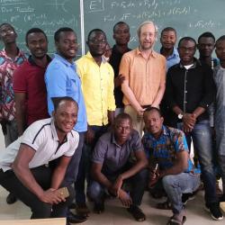Tevian Dray with students in West Africa